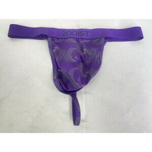 2xist Sexy Sliq Ultra Low Rise Y-Back Thong Purple Spirals Print Mens Size M